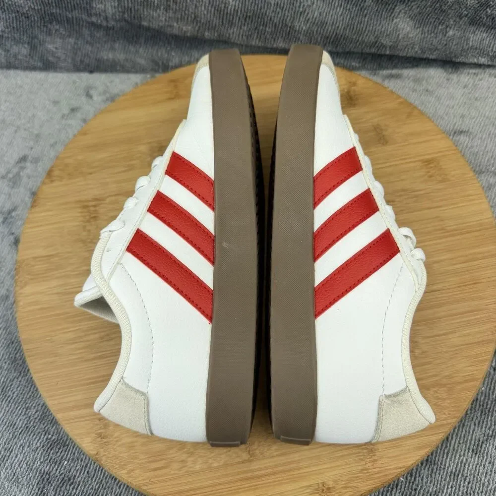 Adidas Shoes Girls Size 3.5 White Red Striped Gum Sole Low Top Sneakers IH3484